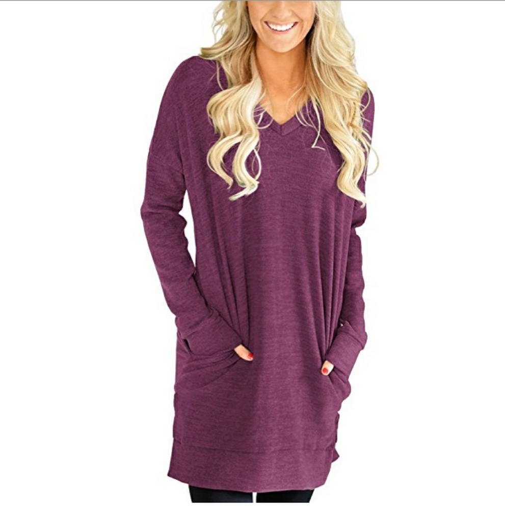 ⭐🆕 Oversized tunic top in distressed plum